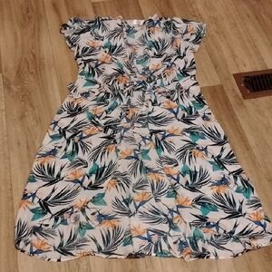 Time and Tru Floral Midi Dress - Black, Orange, Green